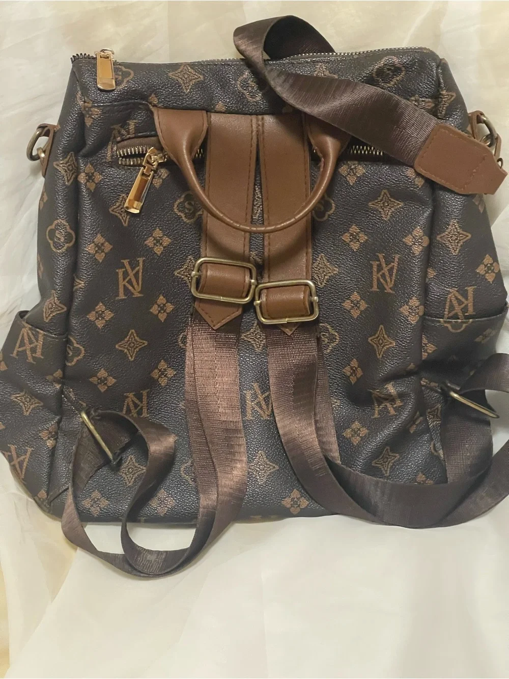 RUMU Monogram Crossbody Bag in Brown